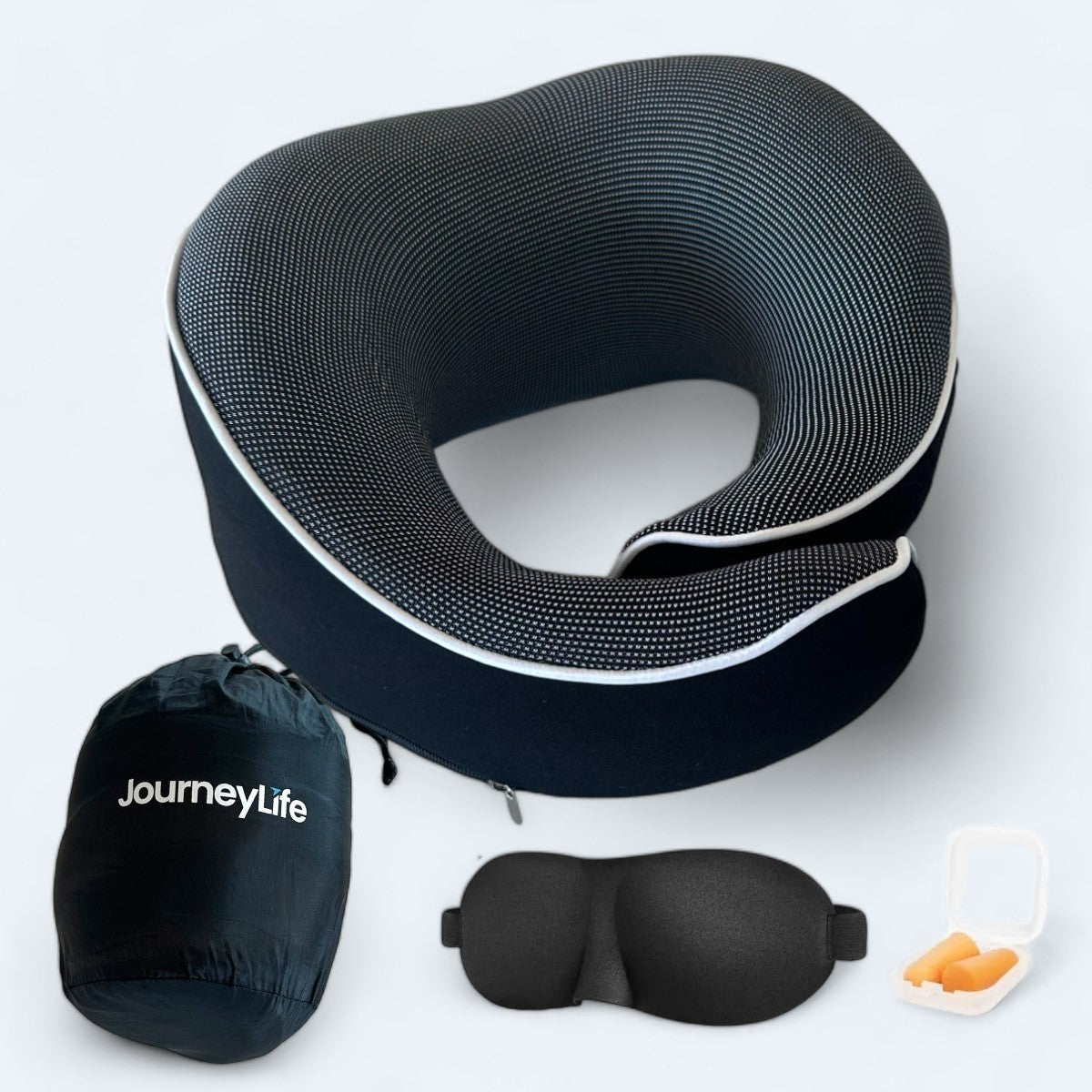 Sort Svart Zwart = JourneyLife sort rejse nakkepude med velcroluk